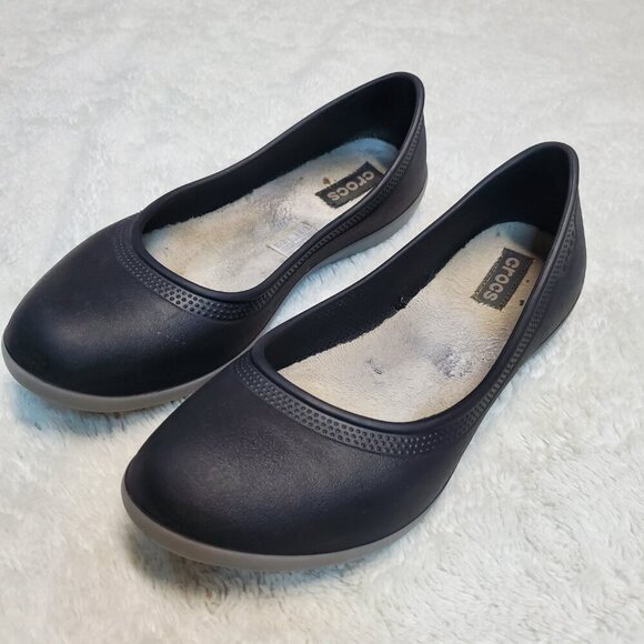 Crocs Black Classic Ballet Flat‎ Slip On Comfort Simple Evderyday ShoesWomen 9 - Picture 1 of 8